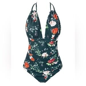 CUPSHE Floral Halter One Piece Swimsuit